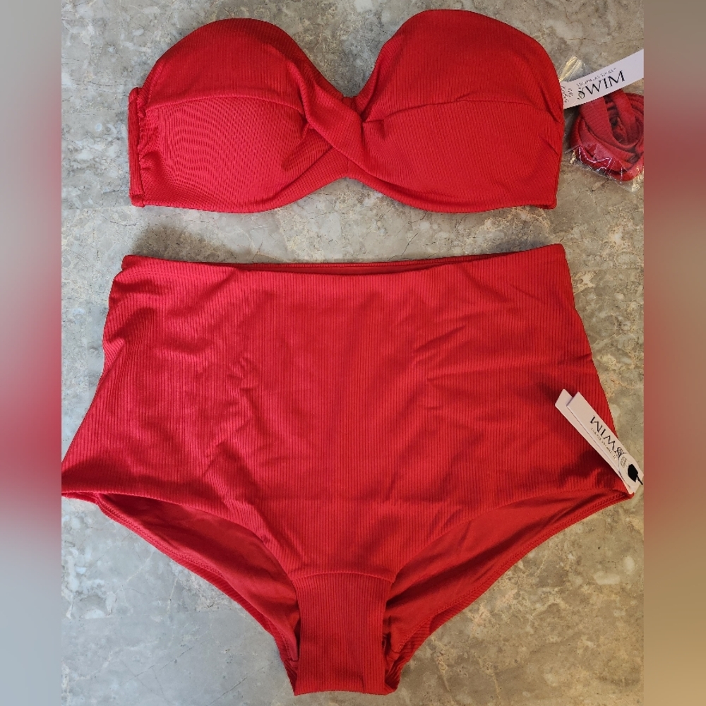 34C/M VS Swim Bandeau High Waist Boyshort Bikini Set Tropical Island Getaway